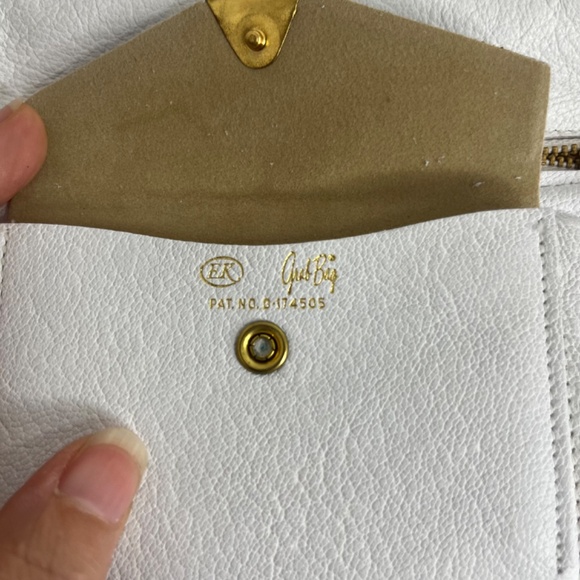 1960s Vintage EK Grab Large Leather Envelope Clutch Handpainted Rose - Picture 6 of 11